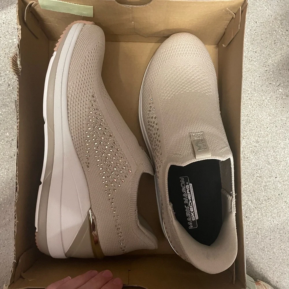 Skechers Beige Slip-On Sneakers